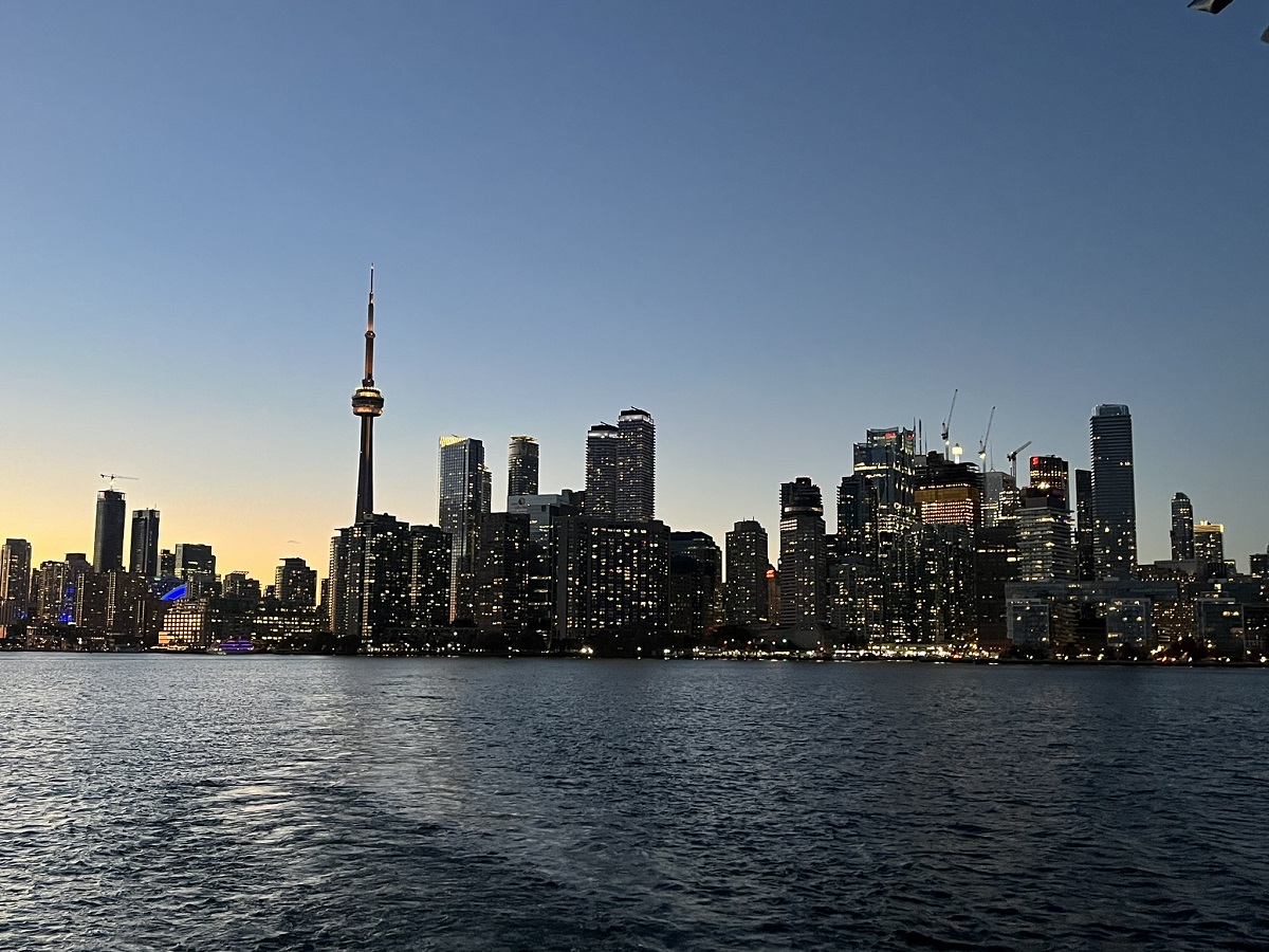 Toronto skyline from ferry sunset