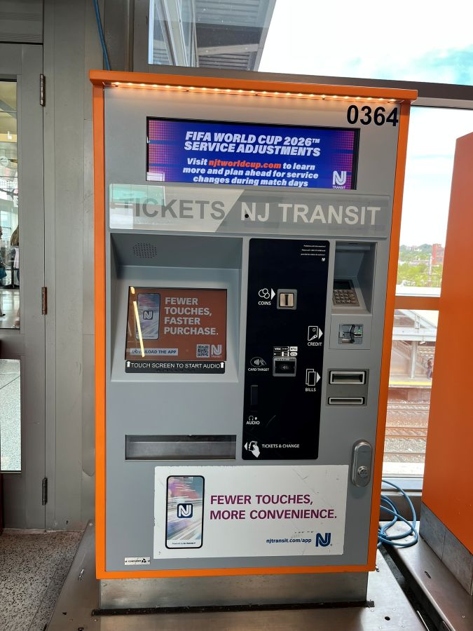 New Jersey Transit ticket vending machine at the EWR airport station